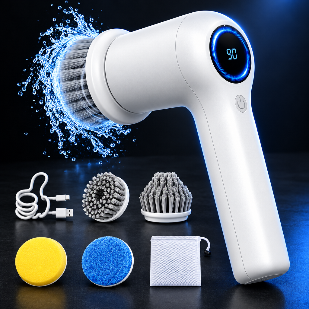 Black background cleaning brush product photo