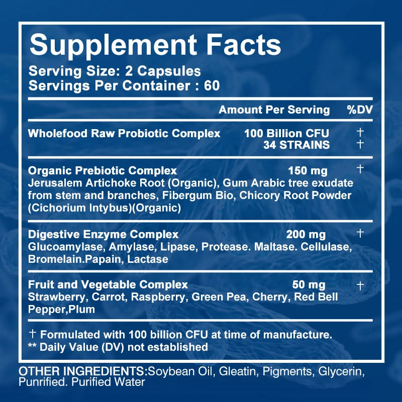 Probiotics Supplements - 100 Billion CFU - Promotes Digestive Health