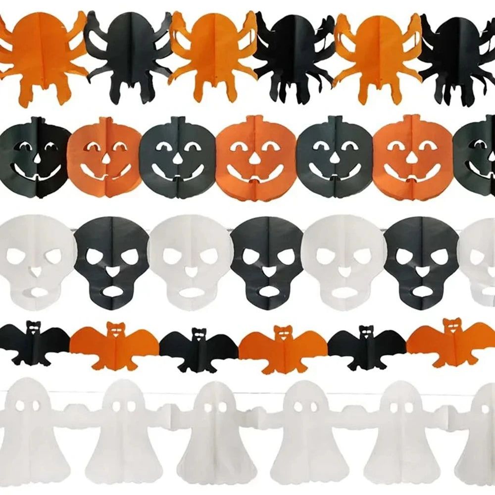Halloween Paper Banner Spider Pumpkin Ghost