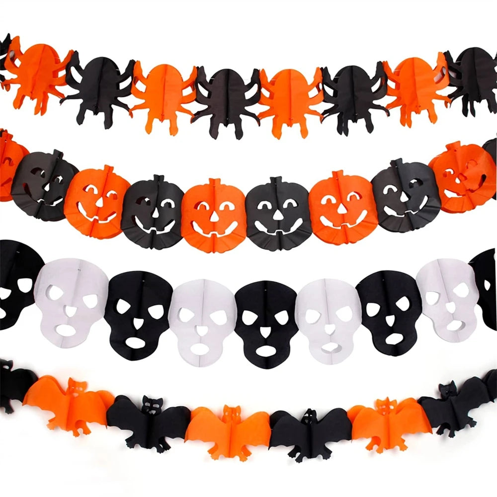 Halloween Paper Banner Spider Pumpkin Ghost