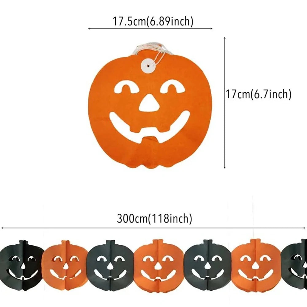 Halloween Paper Banner Spider Pumpkin Ghost