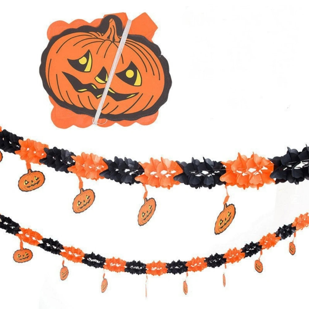 Halloween Paper Banner Spider Pumpkin Ghost