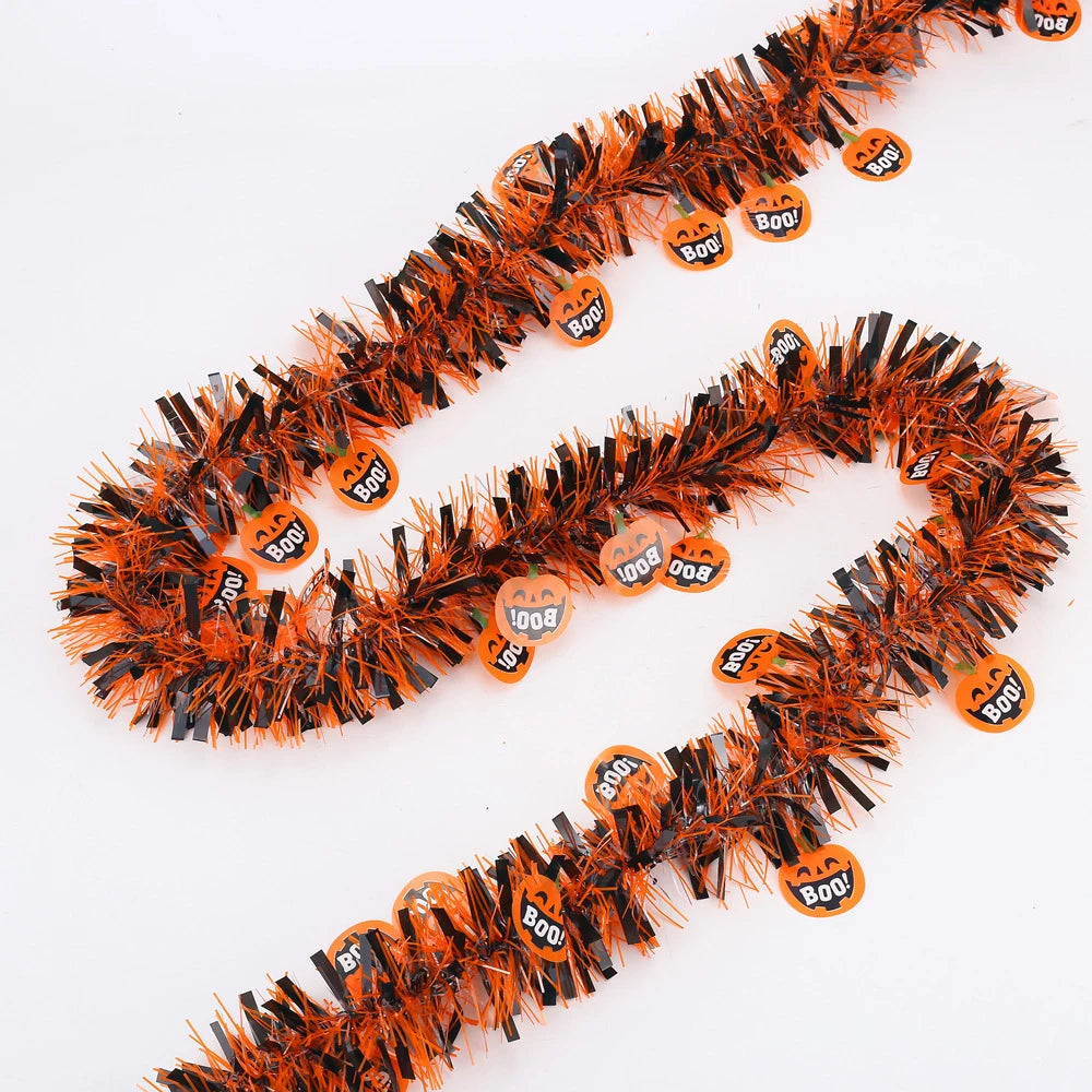 2m Halloween Wreath Pendant Glitter Plastic Bat Pumpkin