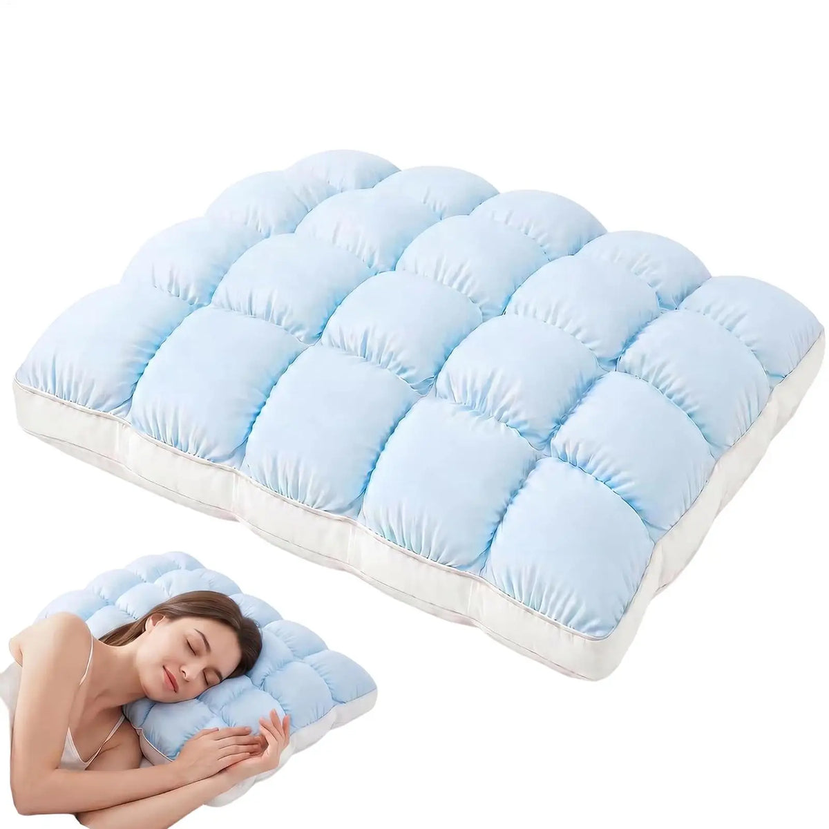 Puff Pillow Supportive Cloud Grid Breathable Soft Sleeping