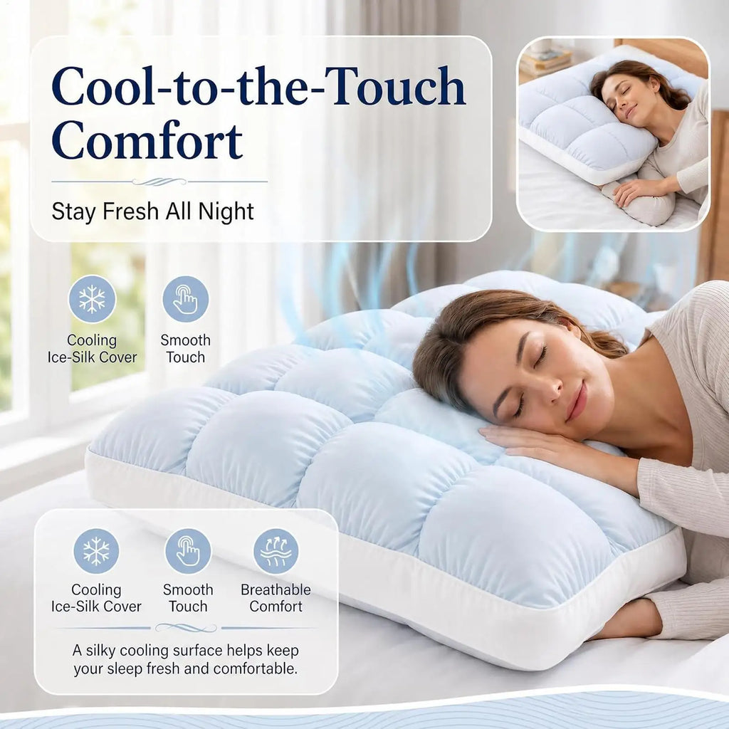 Puff Pillow Supportive Cloud Grid Breathable Soft Sleeping