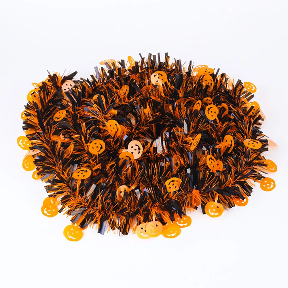 2m Halloween Wreath Pendant Glitter Plastic Bat Pumpkin