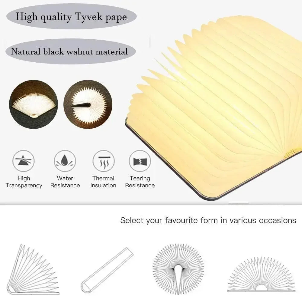 3D skladacia kniha lampa LED nočné svetlo