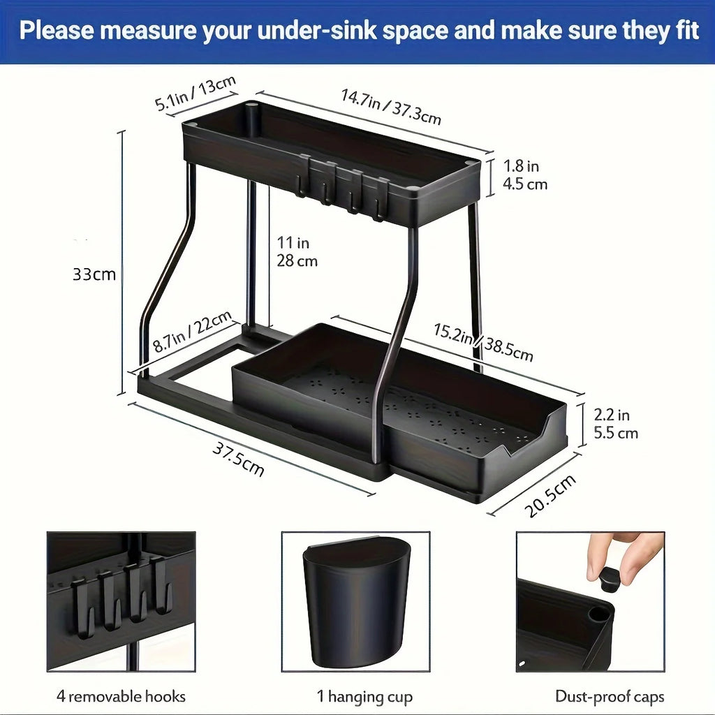 Kitchen lower sink rack Double pull-out countertop
