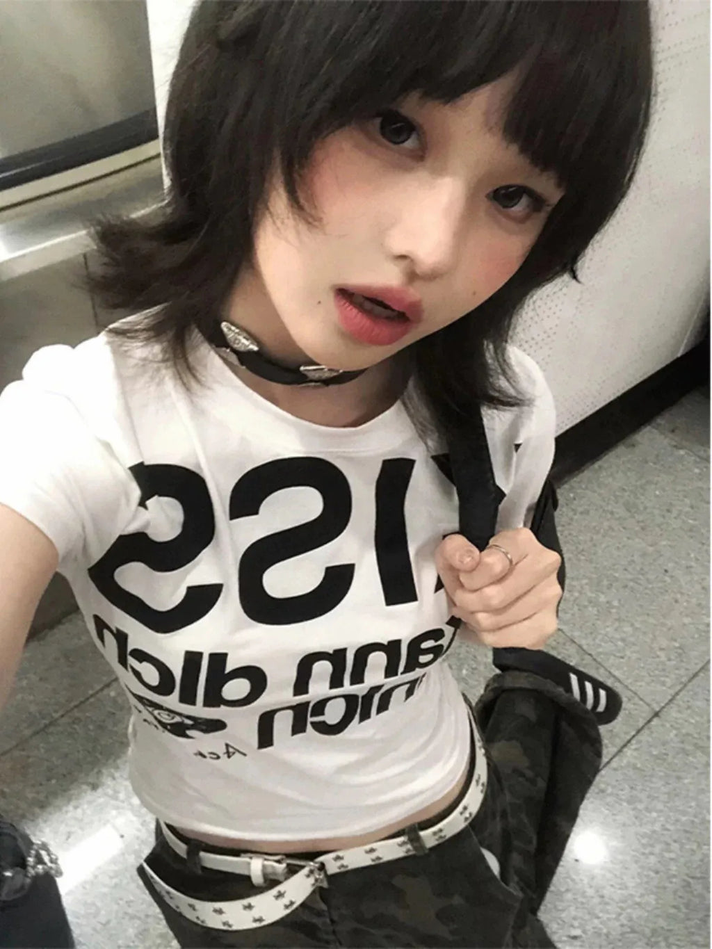 Tonngirls Y2k Print Letter T Shirt Women
