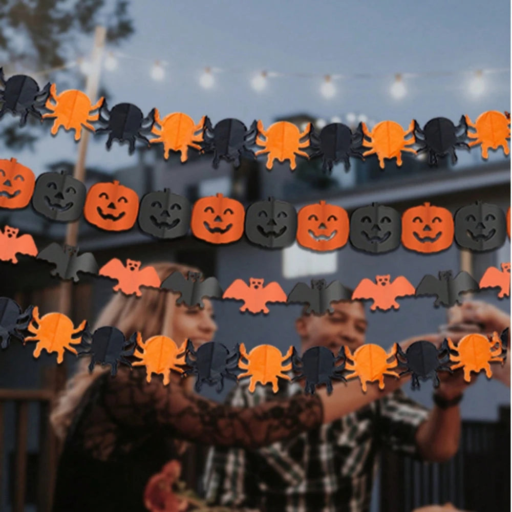 Halloween Paper Banner Spider Pumpkin Ghost