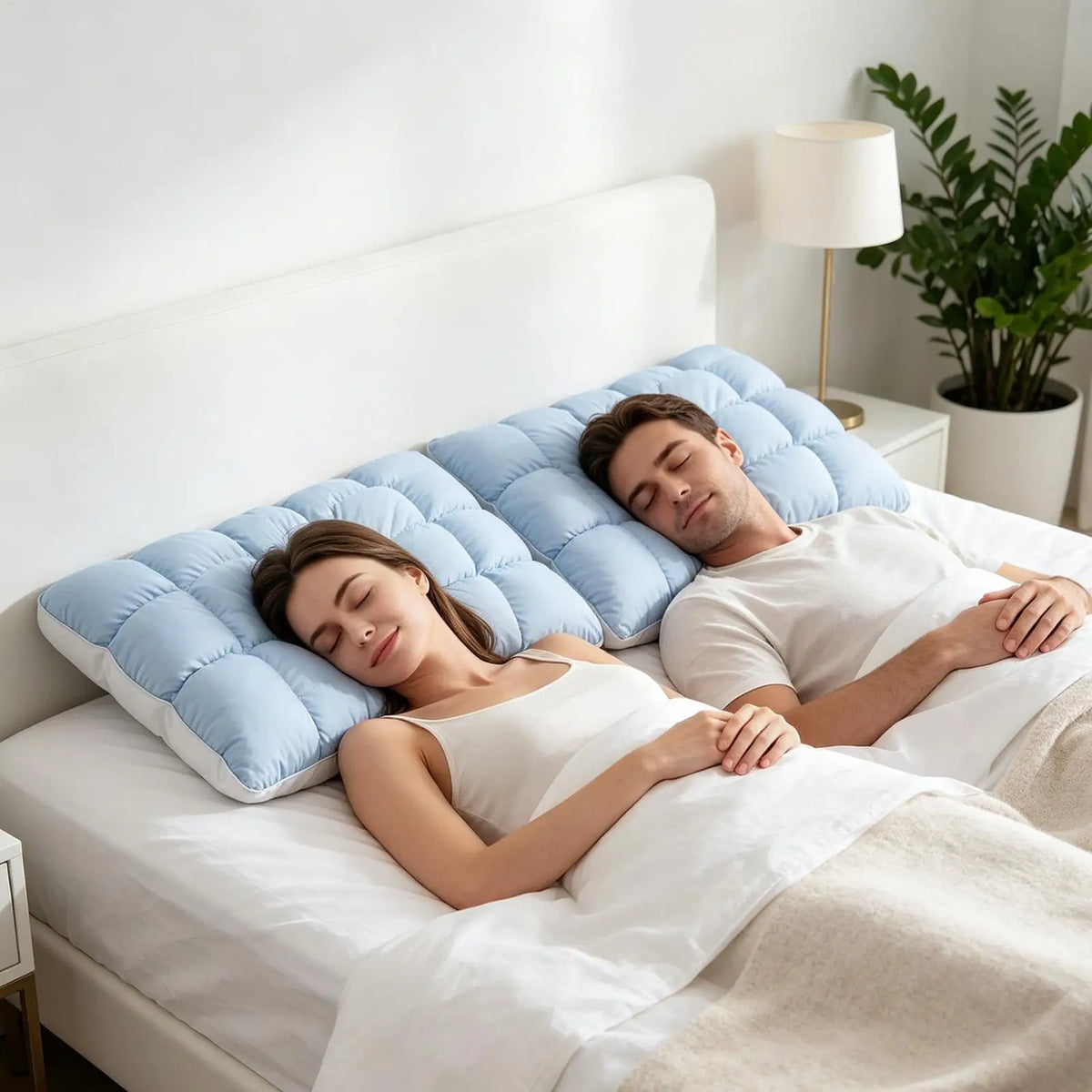 Puff Pillow Supportive Cloud Grid Breathable Soft Sleeping