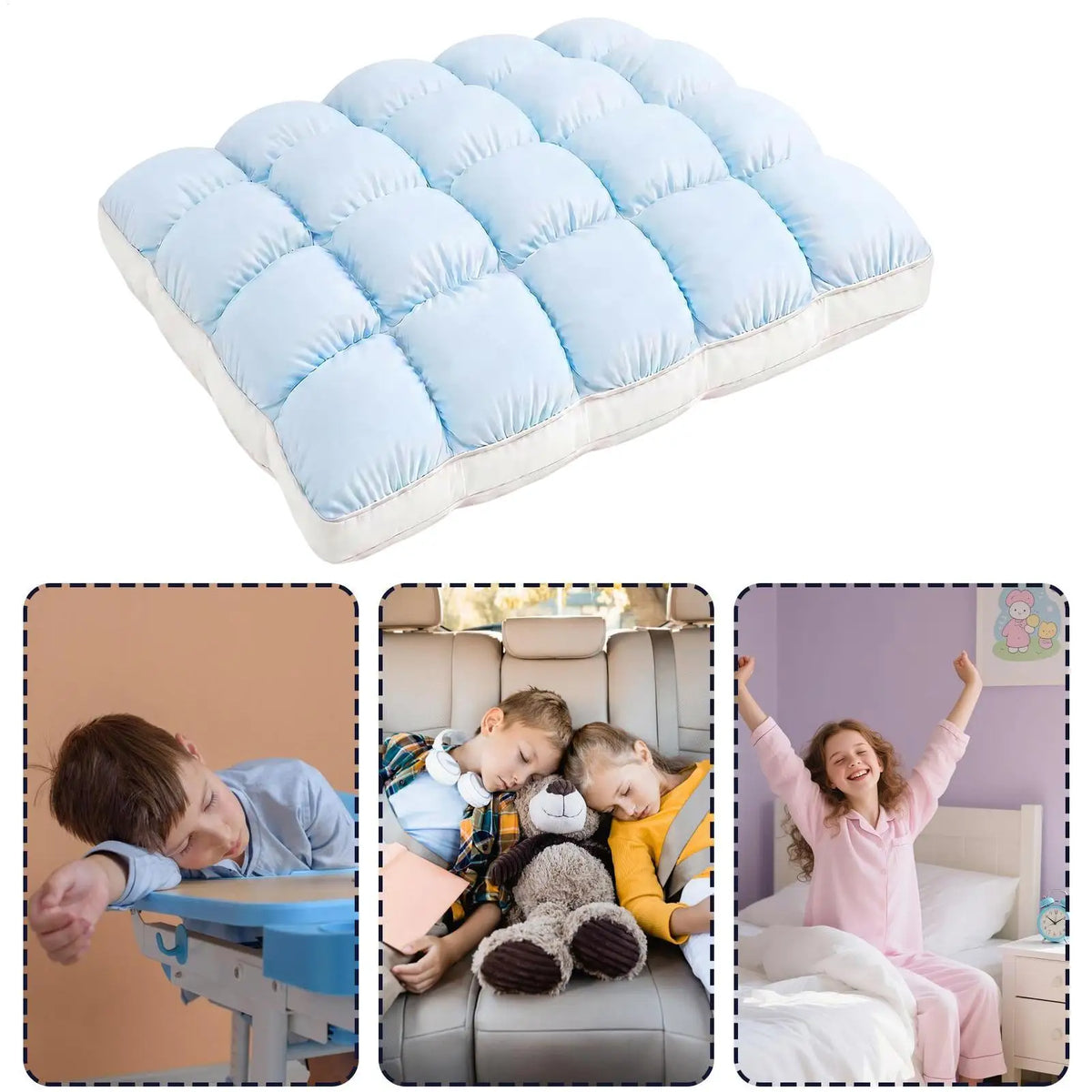 Puff Pillow Supportive Cloud Grid Breathable Soft Sleeping