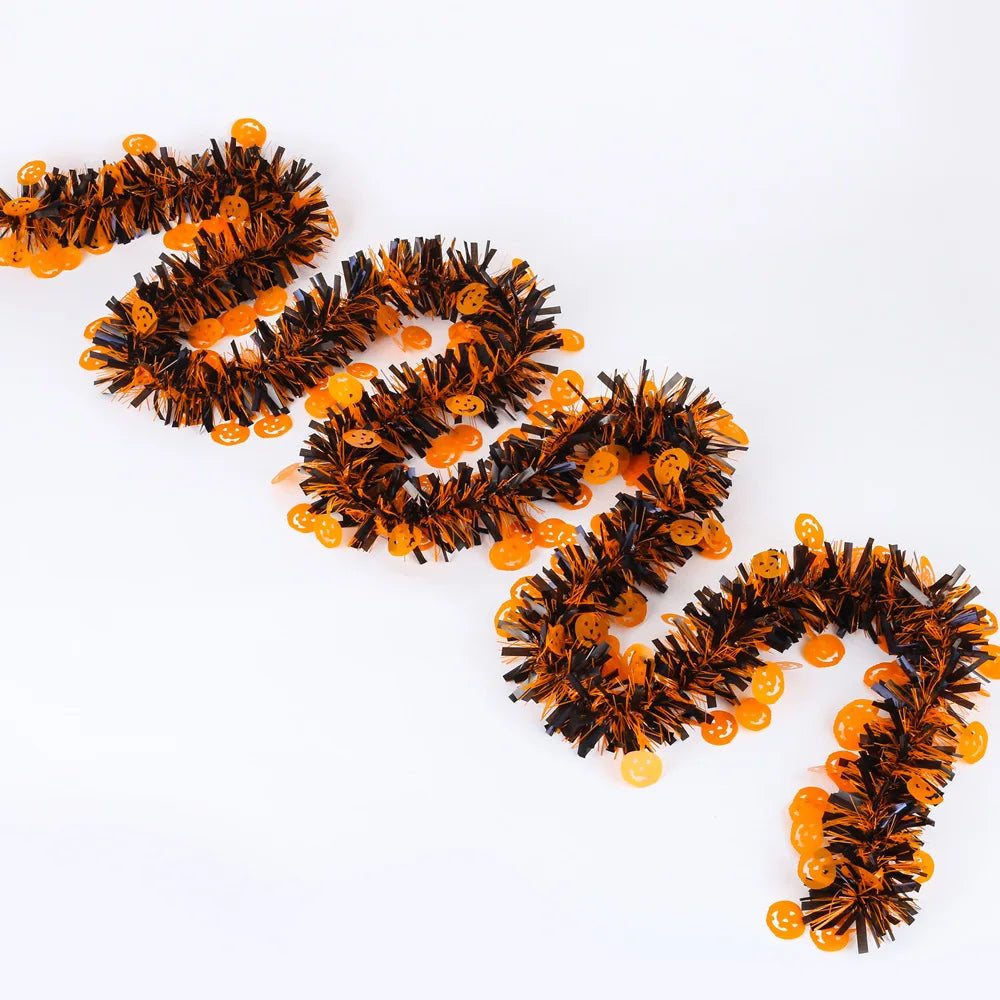 2m Halloween Wreath Pendant Glitter Plastic Bat Pumpkin