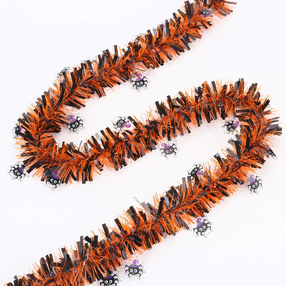 2m Halloween Wreath Pendant Glitter Plastic Bat Pumpkin